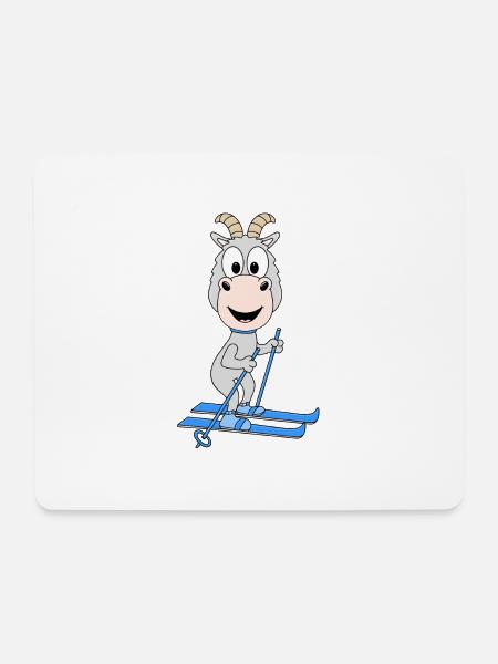 SKIER - ZIEGE - SKI - WINTERSPORT - TIER - Mousepad (Querformat) - Weiß