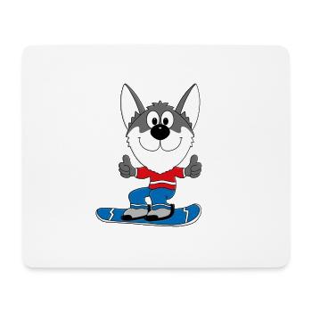 SNOWBOARD - HUND - HUSKY - SCHLITTENHUND - SPORT - Mousepad (Querformat) - Weiß - Vorne