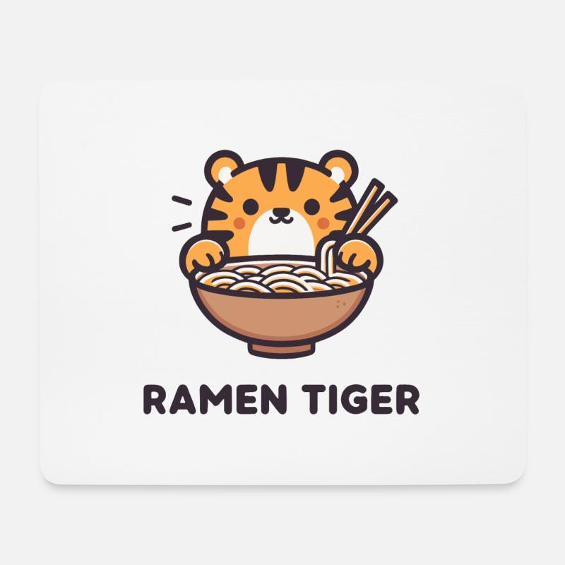 Süßer Ramen Tiger - Mousepad (Querformat) - Weiß
