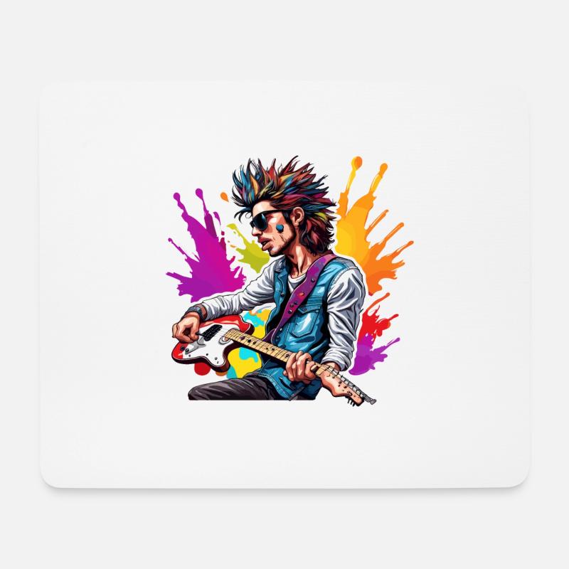 Rocker / Konzert / Gitarrist /Rock n Roll / Bühne - Mousepad (Querformat) - Weiß