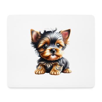 Yorkshire Terrier chiot chien propriétaire chien - Tapis de souris (format paysage) - blanc - Devant