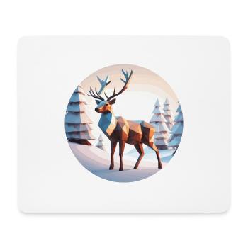 Rentier Low Poly Weihnachten - Mousepad (Querformat) - Weiß - Vorne