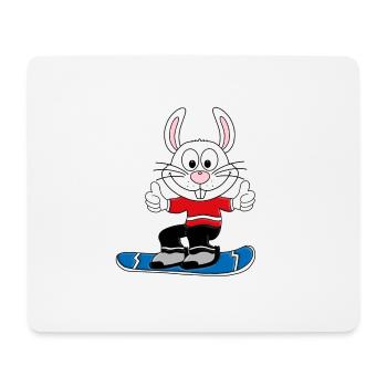 SCHNEEHASE - SNOWBOARD - TIERISCH GUT - Mousepad (Querformat) - Weiß - Vorne