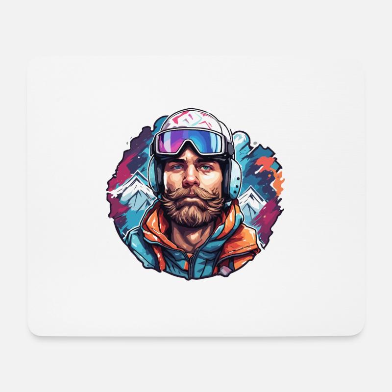 Snowboarder / Wintersport / Piste / Schnee / Alpen - Mousepad (Querformat) - Weiß