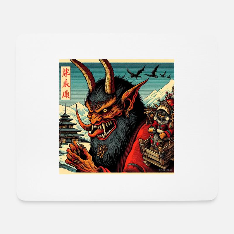 Krampus - Japanische Art - Mousepad (Querformat) - Weiß