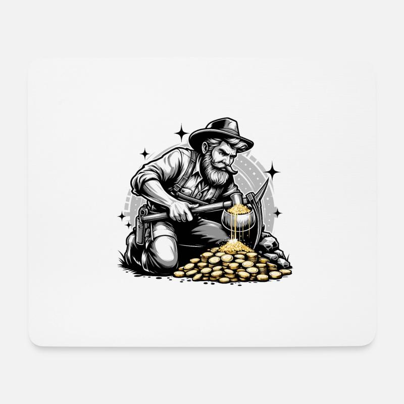 Goldsucher in Schwarz Weiß - Mousepad (Querformat) - Weiß
