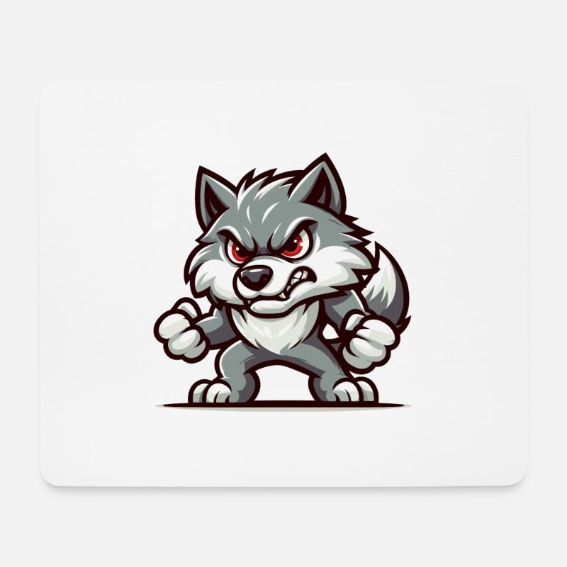 Zeichnung eines Wolfes: Majestätische Tierdarstell - Mousepad (Querformat) - Weiß