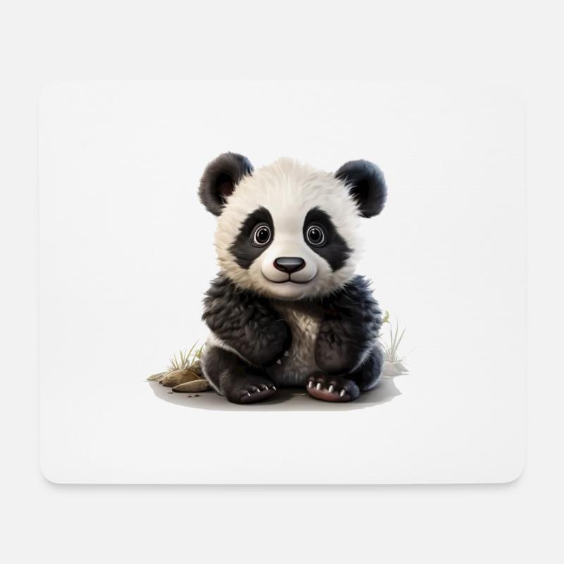 Putziger kleiner Pandabär - Mousepad (Querformat) - Weiß