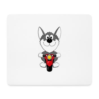 HUND - MOTORRAD - HUSKY - Mousepad (Querformat) - Weiß - Vorne