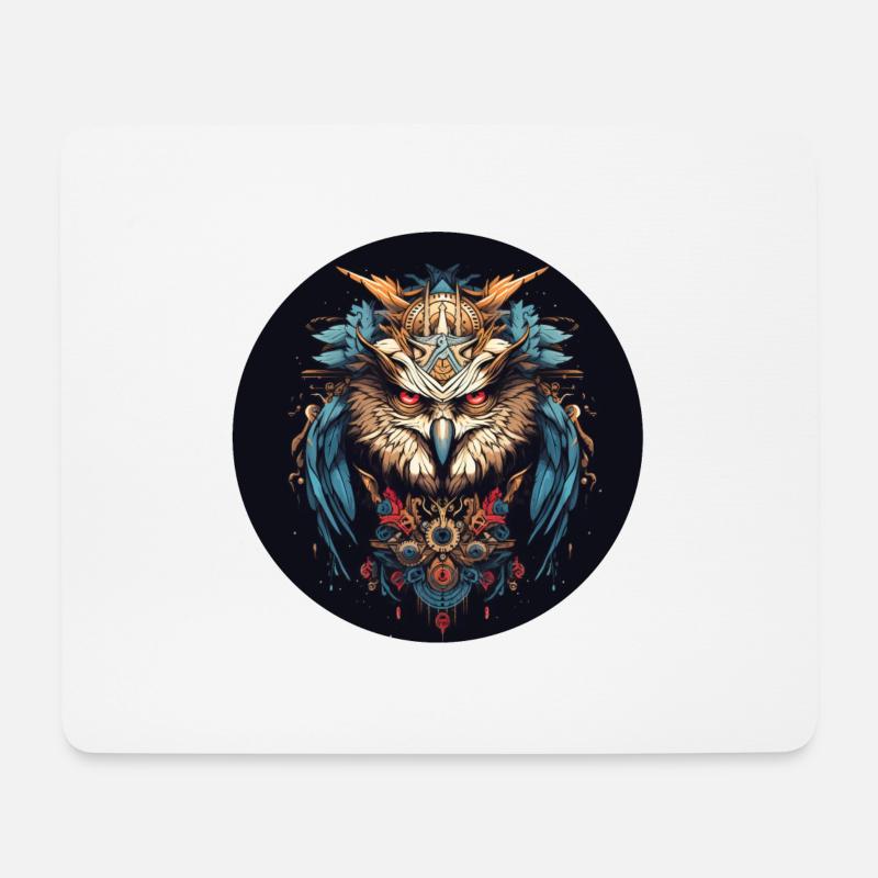 Hypno Eule - Mousepad (Querformat) - Weiß
