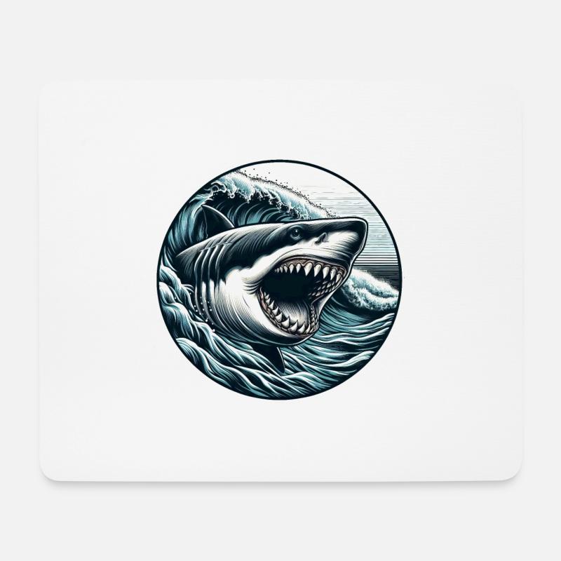 Great white shark - Mouse Pad (horizontal) - white