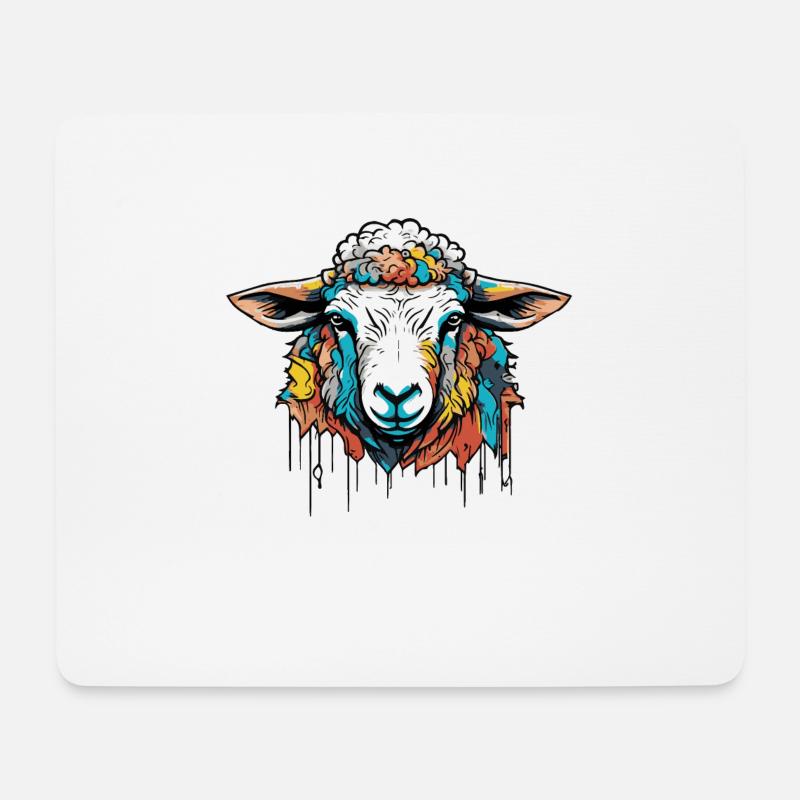 buntes Schaf Schäfer - Mousepad (Querformat) - Weiß
