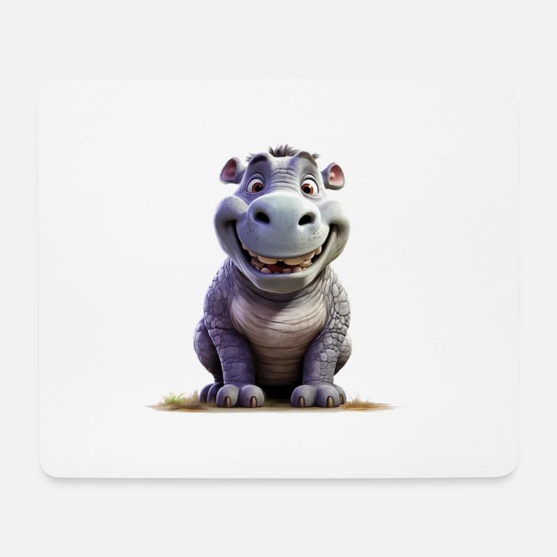 Lustiges Nilpferd - Mousepad (Querformat) - Weiß