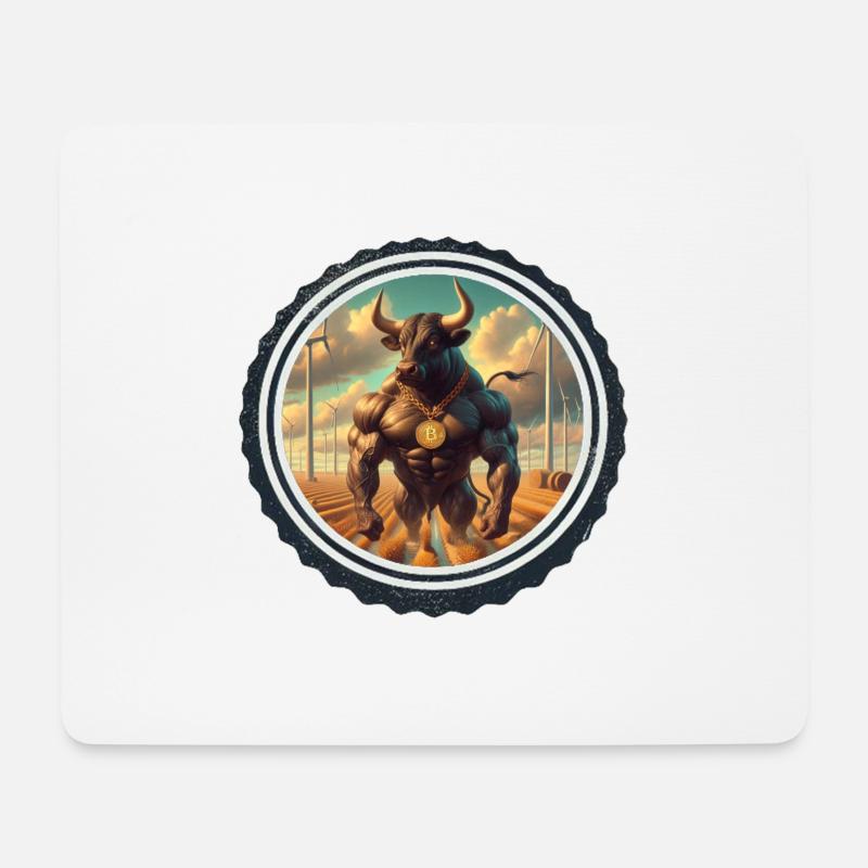 Bitcoin Bull auf Briefmarke - Mousepad (Querformat) - Weiß
