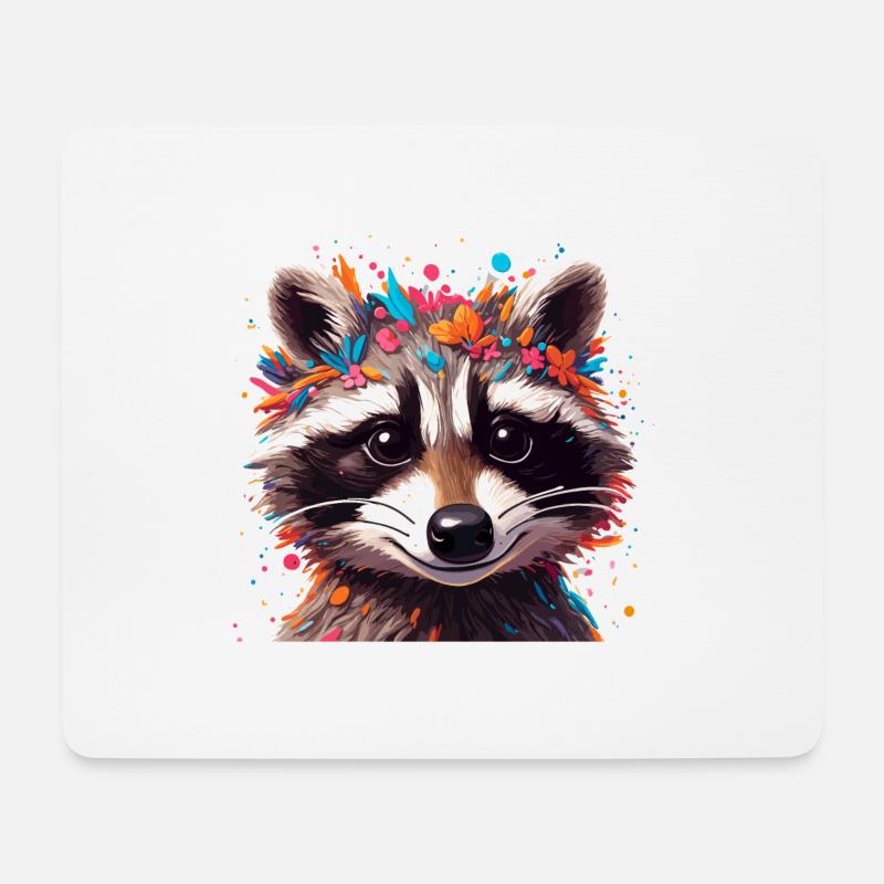 Waschbär / Tier / Zoo / Wild / niedlich / Räuber - Mousepad (Querformat) - Weiß