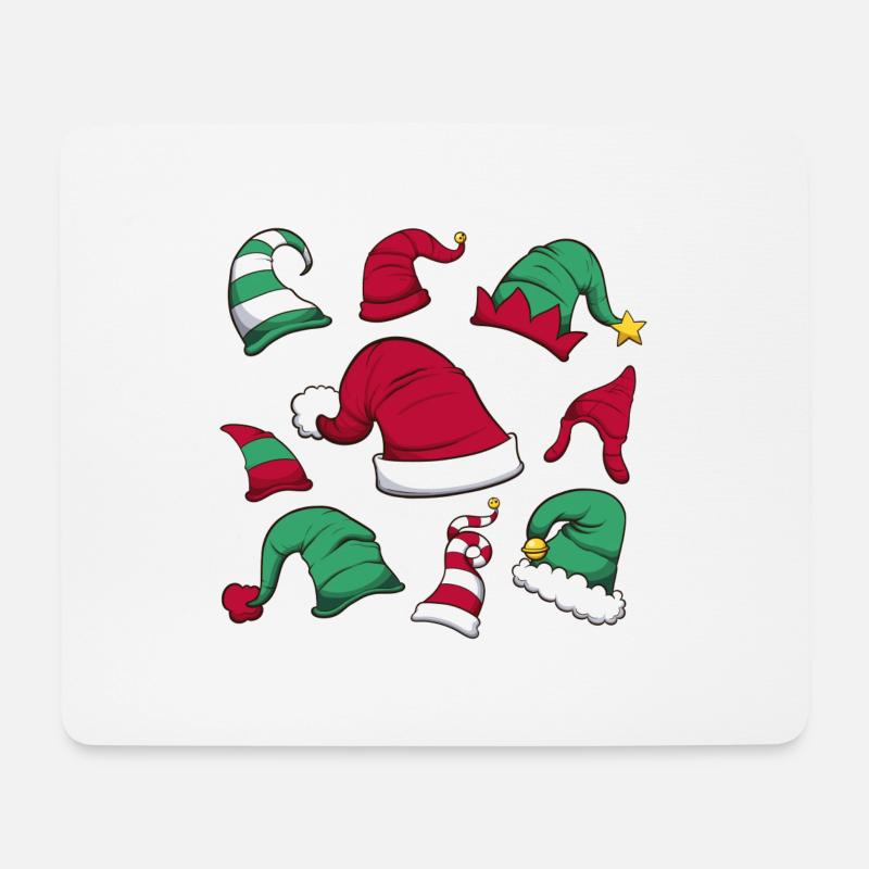 Weihnachtsmützen - Mousepad (Querformat) - Weiß