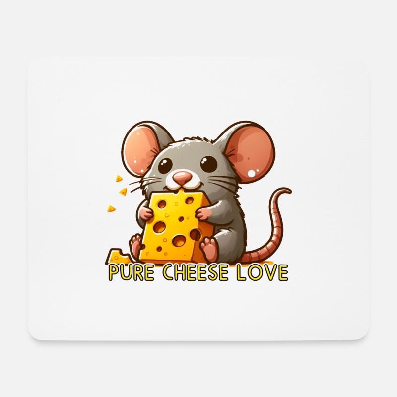 Pure Cheese Love - Maus mit Käse - Mousepad (Querformat) - Weiß