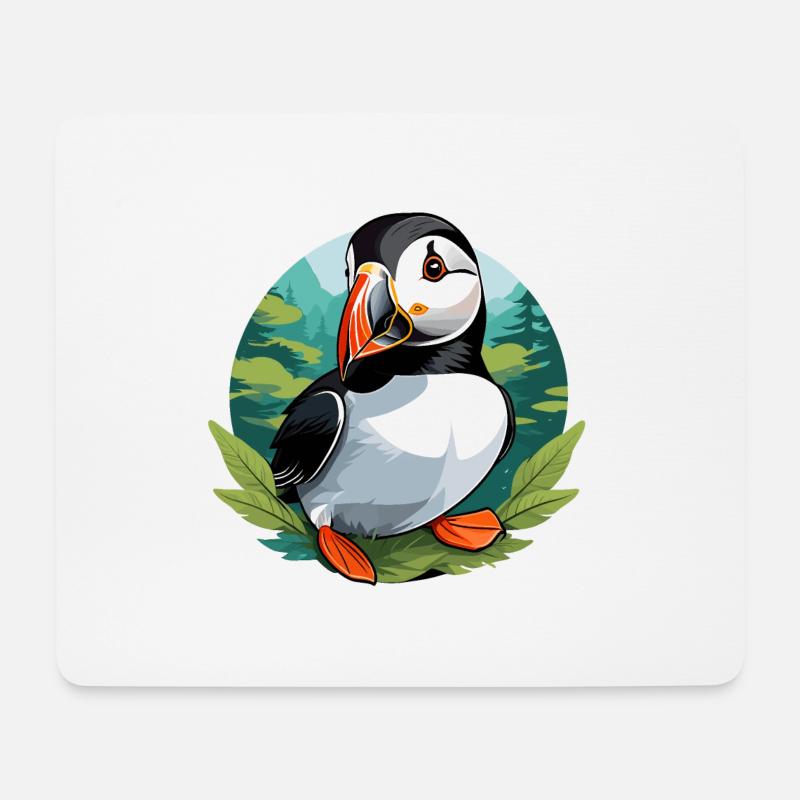 Papageitaucher - Mousepad (Querformat) - Weiß