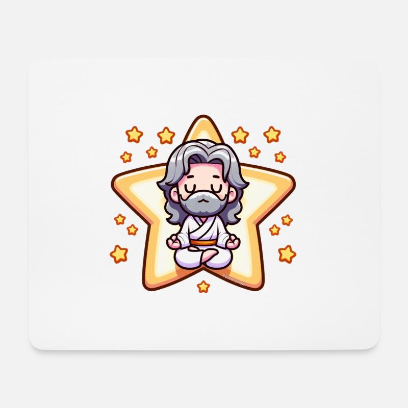 Gott Meditierender Cartoon - Mousepad (Querformat) - Weiß