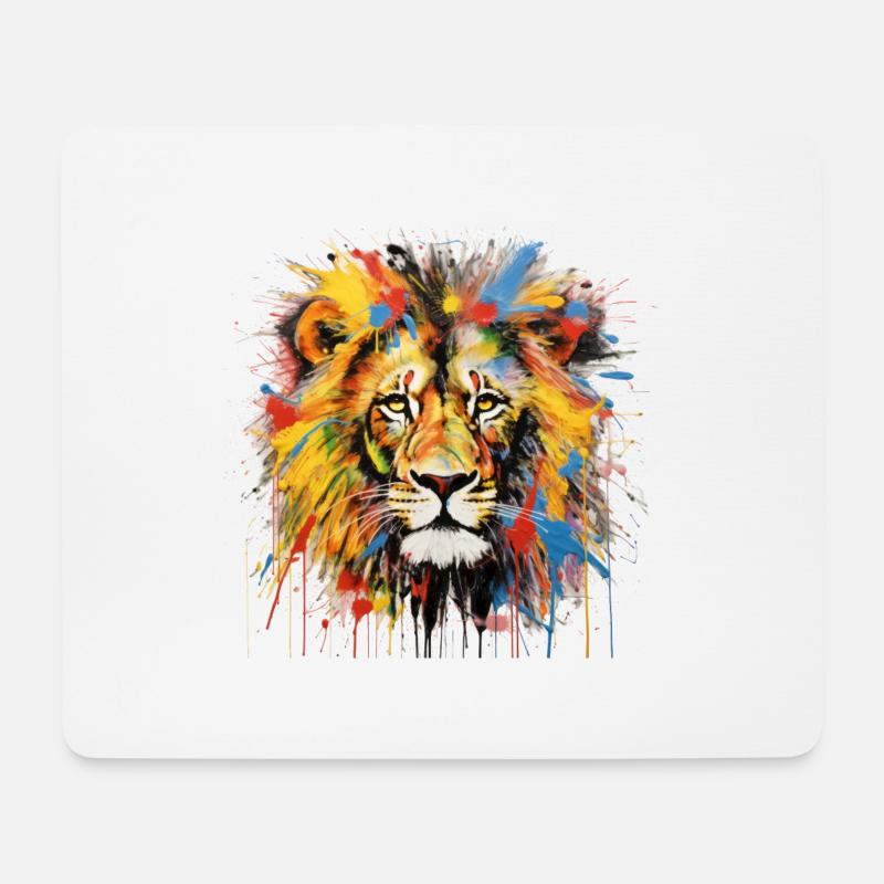 Grafitti-Löwe - Mousepad (Querformat) - Weiß