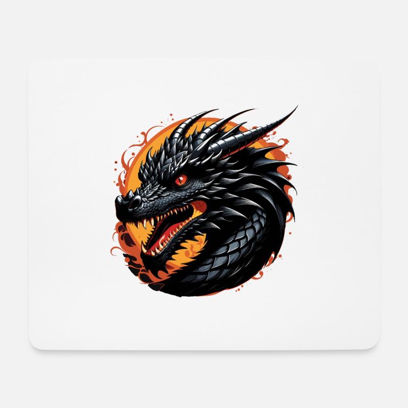 Black Dragon - Mouse Pad (horizontal) - white
