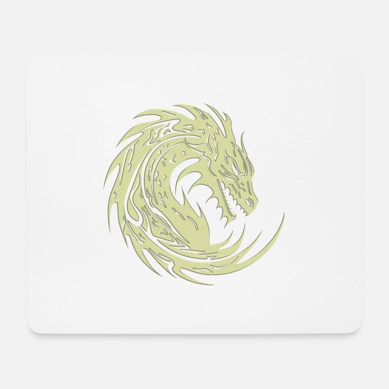 Fantasy Drache Anime Drachenkopf Mythisches Reptil - Mousepad (Querformat) - Weiß