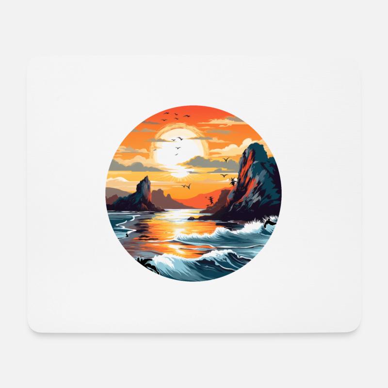 Soleil sur la mer - Tapis de souris (format paysage) - blanc