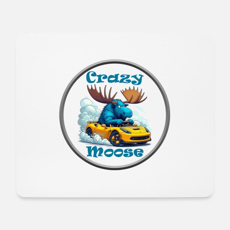 Crazy Moose Power - Mousepad (Querformat) - Weiß