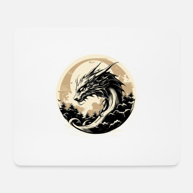 Asiatischer Drache - Mousepad (Querformat) - Weiß