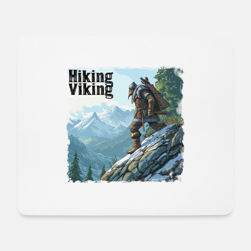 Hiking Viking - Mousepad (Querformat) - Weiß