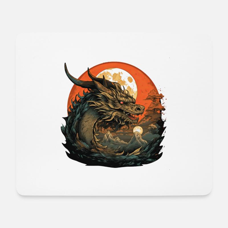 Mythos Drache - Mousepad (Querformat) - Weiß