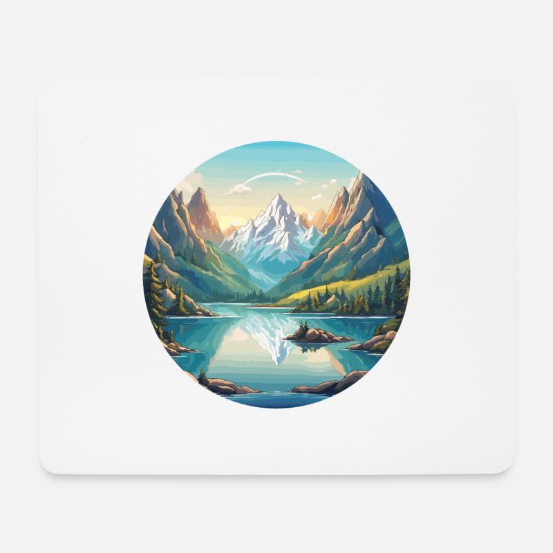Berg / Alpen / Gipfel / Natur / Wald / Gestein - Mousepad (Querformat) - Weiß