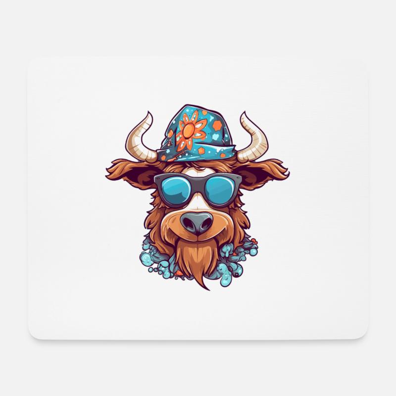 happy cow - Mousepad (Querformat) - Weiß