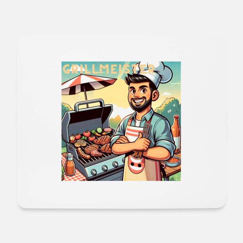 Grillmeister - Mousepad (Querformat) - Weiß