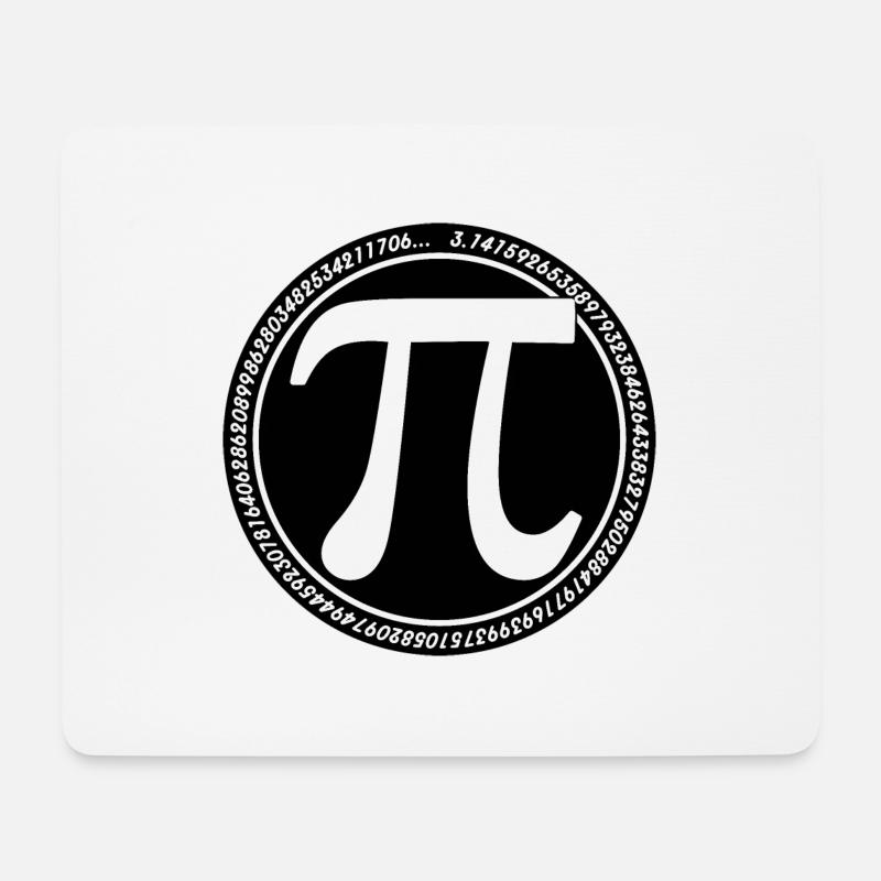 Rundes Pi-Symbol Weiß auf Schwarz mod long Pi Griechisch - Mousepad (Querformat) - Weiß