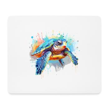 Schildkröte, Aquarellschildkröte, Spritzer - Mousepad (Querformat) - Weiß - Vorne