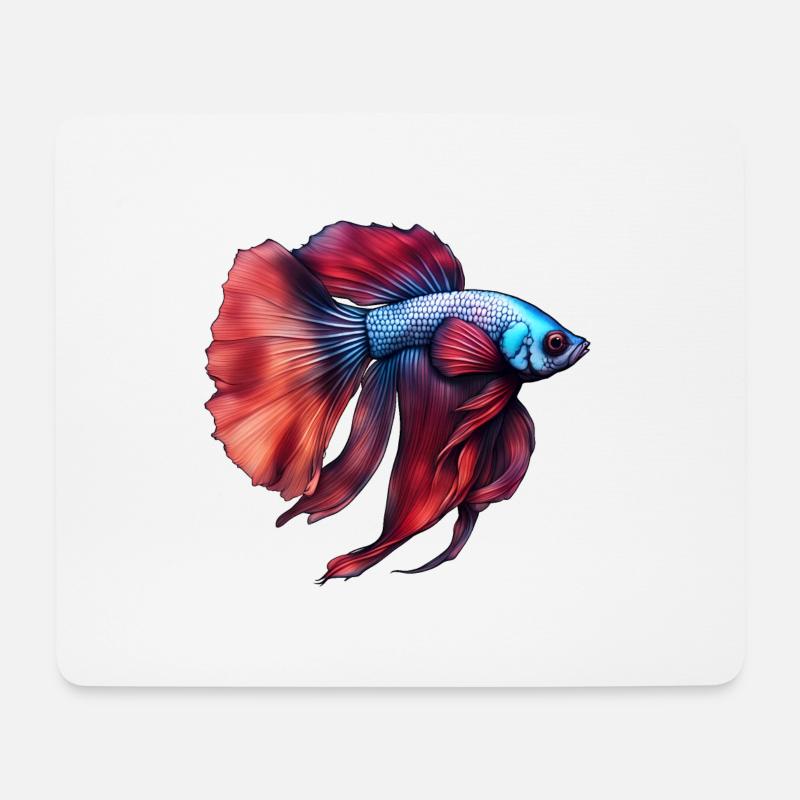 Siamesischer Kampffisch - Mousepad (Querformat) - Weiß