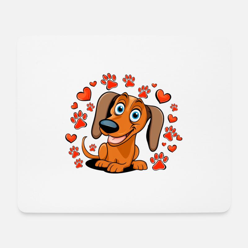 Dackel Freude Herzen Pfoten - Mousepad (Querformat) - Weiß