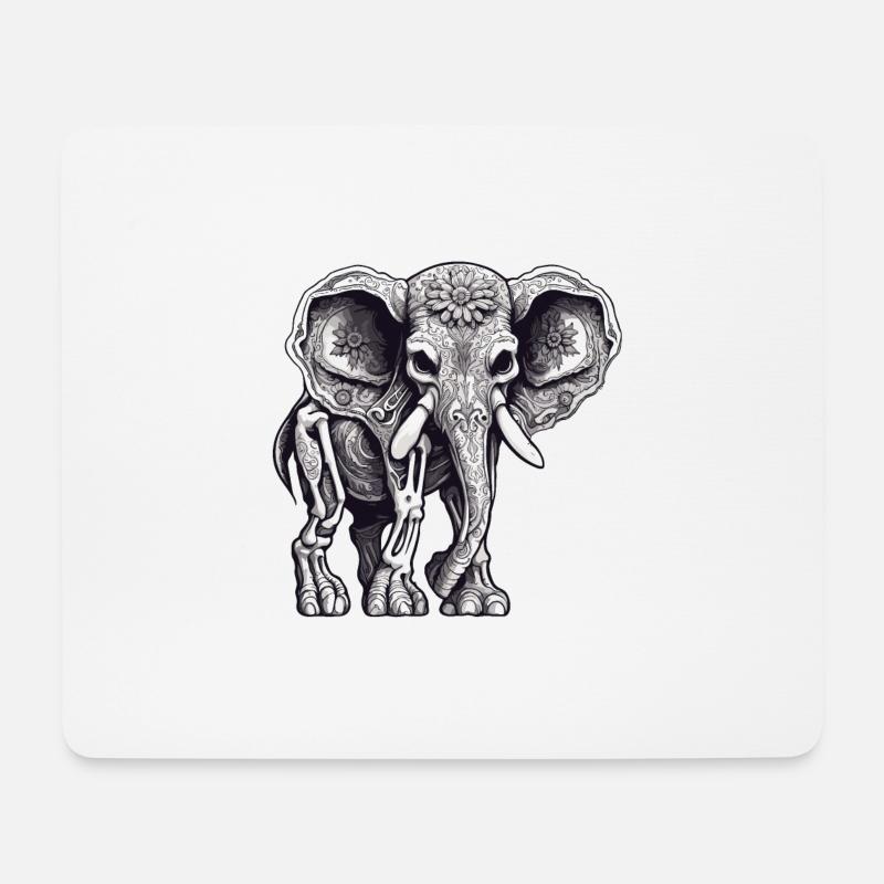 La Catrina/ Tattoo / Mexiko / Tier / Elefant - Mousepad (Querformat) - Weiß