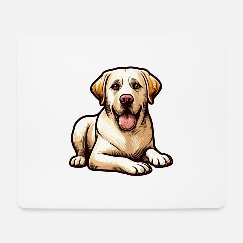 Labrador Liegerad - Hund - Mousepad (Querformat) - Weiß