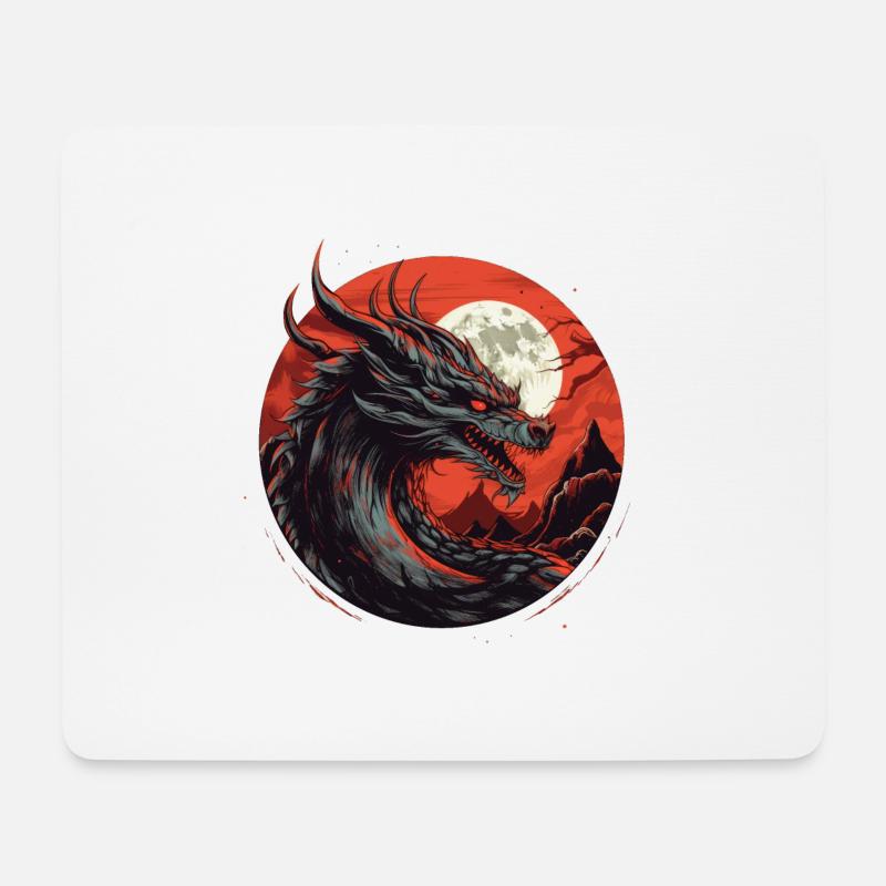Roter Nachtdrache - Mousepad (Querformat) - Weiß