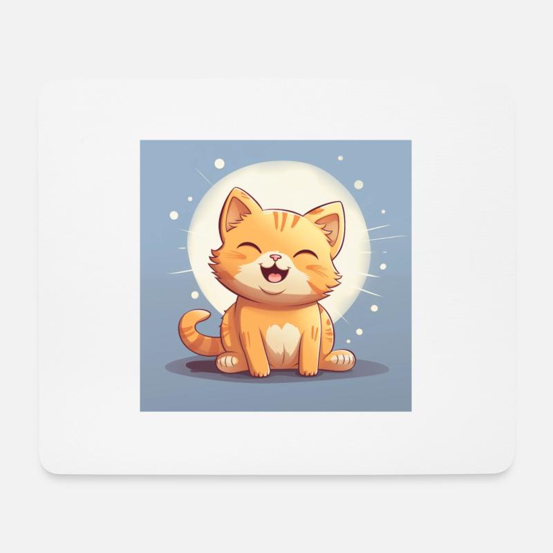 eine süße comic stil katze die lacht - Mousepad (Querformat) - Weiß