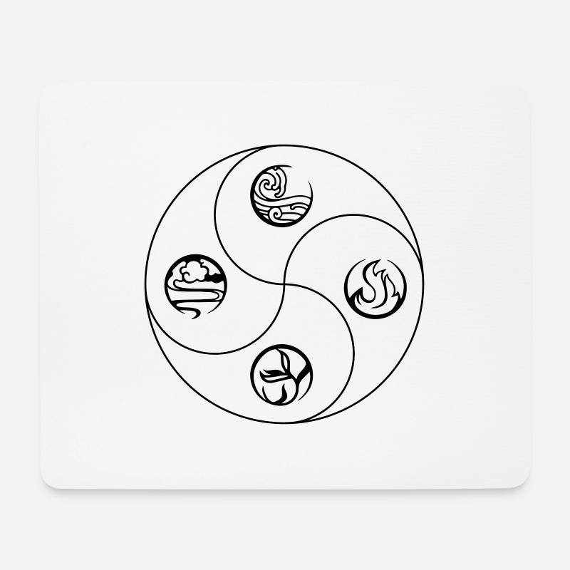 4 Elemente Yin&Yang - Mousepad (Querformat) - Weiß