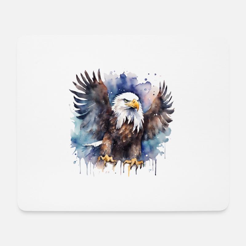 Adler fliegend Krafttier - Mousepad (Querformat) - Weiß