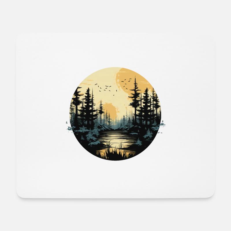 Full moon woods - Mouse Pad (horizontal) - white