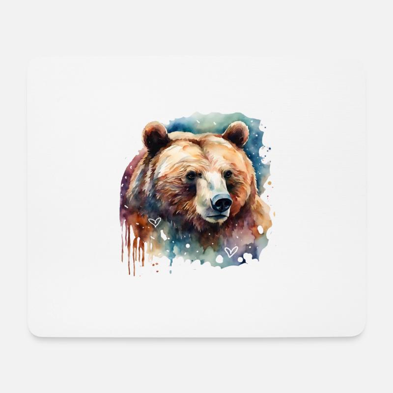 Bär Krafttier Lebenskraft Mut Instinkt - Mousepad (Querformat) - Weiß
