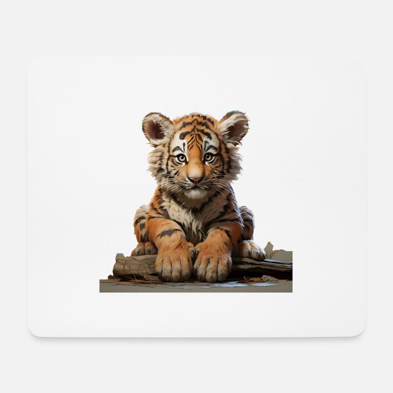 Junger Tiger auf der Lauer - Mousepad (Querformat) - Weiß