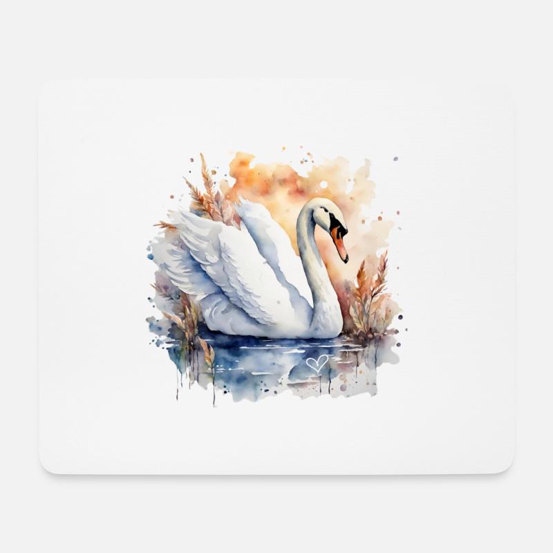 Krafttier Schwan - Mousepad (Querformat) - Weiß