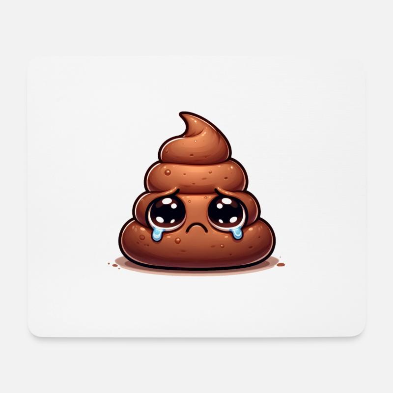trauriger Kackhaufen - Mousepad (Querformat) - Weiß