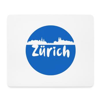 Zurich, Horizon, Cercle, Papier Découpé, Bleu - Tapis de souris (format paysage) - blanc - Devant